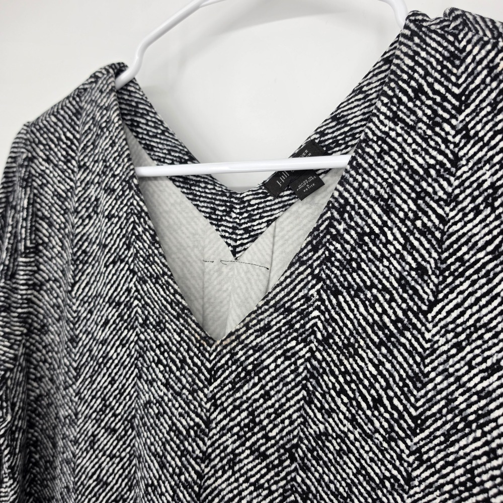 J. Jill Wearever Shift Dress Small Petite Black White Herringbone Career Pockets - Picture 2 of 10